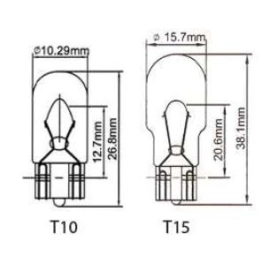 Lampes wedges T10 et T15 12/24V