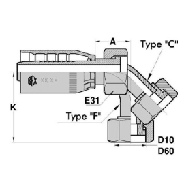 FTS : Femelle (ORFS) SAE FACE PLATE Droit/Coudé 45deg/90deg série SN