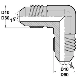 MJ - MJ F  Adapteur Coudé 90deg Mâle/Mâle JIC