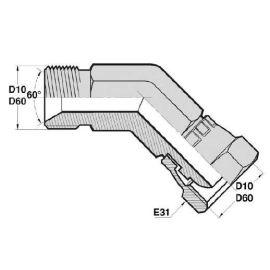 MBSP - FBSP C  Adapteur Coudé 45deg Mâle BSP x Femelle BSP