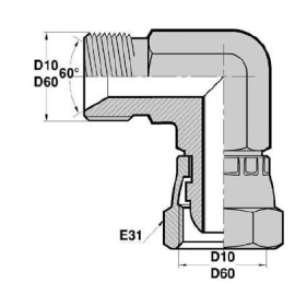 MBSP - FBSP F  Adapteur Coudé 90deg Mâle/FEM. tournant BSP