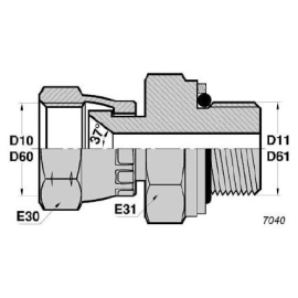 FJ - MGCYOR  Adapteur Droit Femelle JIC tournant x Mâle Gaz Cylindriq