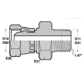 FBSP - MGCO  Adapteur Droit Femelle BSP tournant x Mâle Gaz Conique