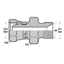 FBSP - MBSP CT  Adapteur Droit Femelle BSP tournant x Mâle BSP avec p