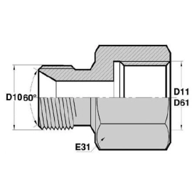 MDCT - FGCY  Adapteur Droit Mâle Métrique DIN x Femelle GAZ FIXE CYL