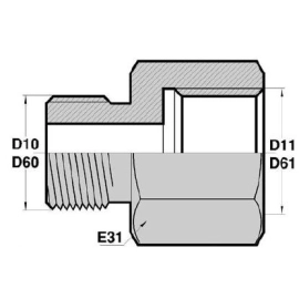 MGCY - FGCY  Adapteur Mâle Gaz Cylindrique x Femelle Mâle Gaz Cylind