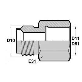 MAR - FGCY  Adapteur Droit Mâle ARELCO x Femelle GAZ CYLINDRIQUE