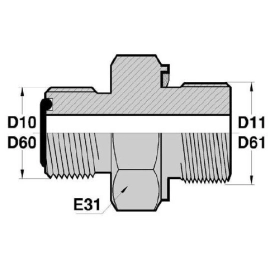 MORFS - MGCYOR  Adapteur Droit Mâle ORFS x Mâle Gaz Cylindrique + O 