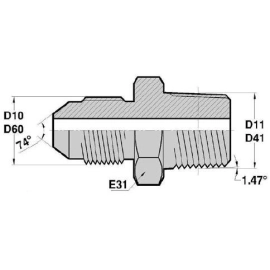 MJ - MGCO  Adapteur Droit Mâle JIC x Mâle Gaz Conique