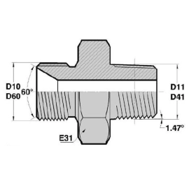 MBSP CT - MGCO  Adapteur Droit Mâle BSP + portée de joint x Mâle Ga