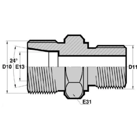 MTS - MGCYL  Adapteur Droit Mâle série DIN LOURDE x Mâle Gaz Cylind