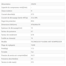 Découpeur PLASMA TELWIN 54XT AVEC COMPRESSEUR