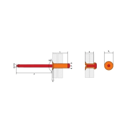 Rivet tête fraisée 120° ALU/ACIER