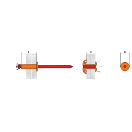 Rivet ECLATES tête plate ALU/ACIER